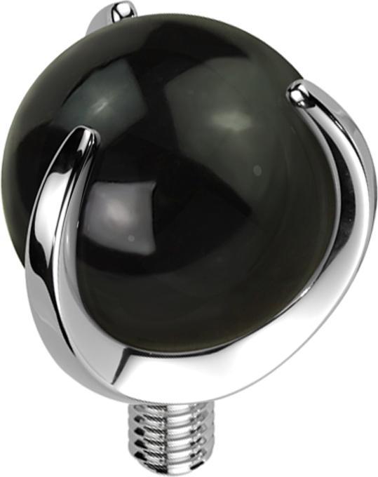 Star Piercing Dermal Anchor silber Kugel Onyx Stein gefasst (Mineralisch, ohne Messing, Titan G23)