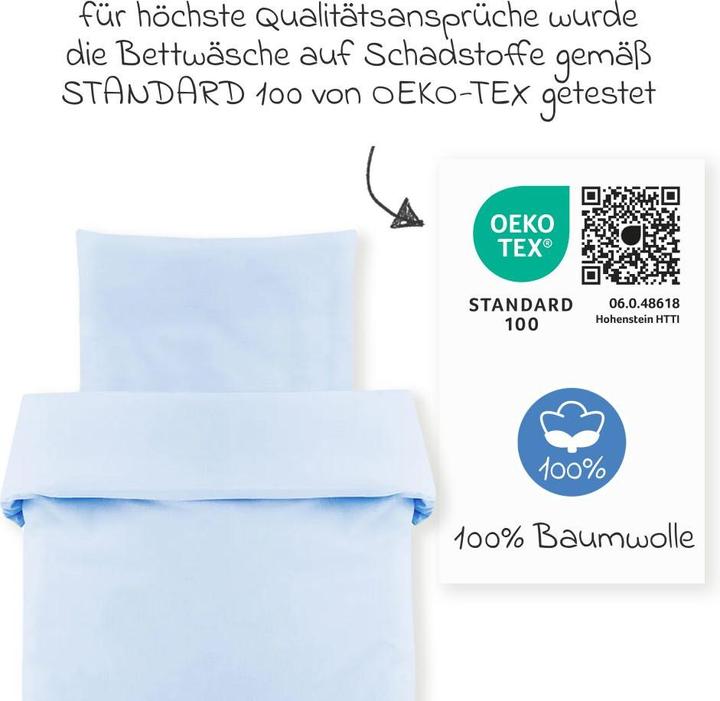 Produktbild Makian Babybettwäsche & Bettsets Bettwäsche 80 x 80 cm - Uni Hellblau