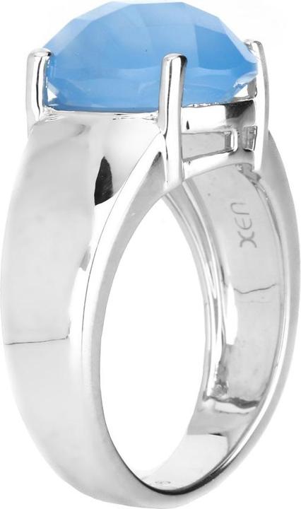 Actual product image Xen Ring with chalcedony dyed blue 925 sterling silver rhodium-plated (54, 925 Silver)