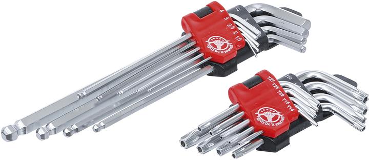 Produktbild BGS Winkelschlüssel-Satz lang T-Profil (für Torx) T10 - T50 / Innensechskant 1,5 - 10 mm 18-tlg. (T-profil)