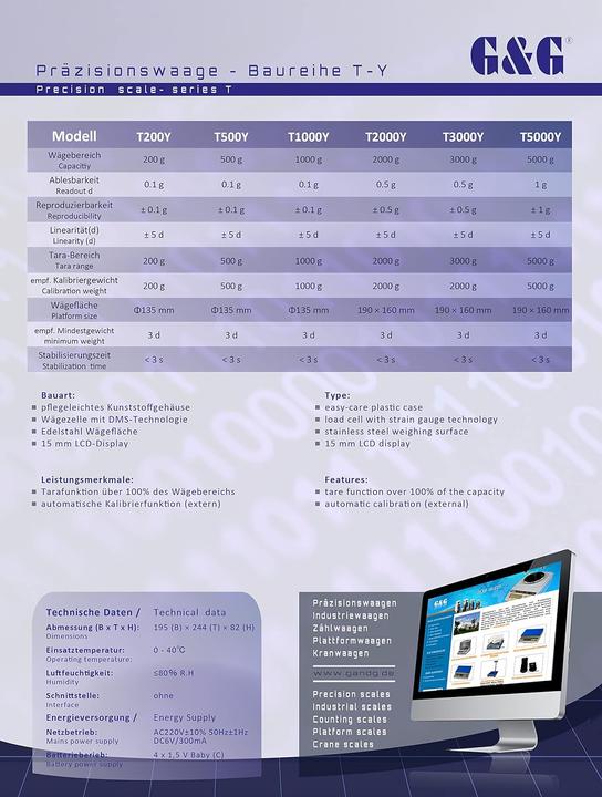 Produktbild G&G Präzisionswaage T2000Y