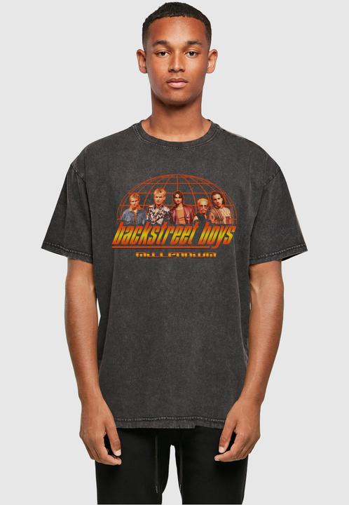 Actual product image Merchcode Backstreet Boys - Millenium Globe Acid Washed Heavy Oversize Tee - 114575 (XXL)