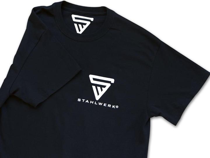 Actual product image Stahlwerk T-shirt Black Size XXL Short-sleeved shirt with logo print 100% cotton (XXL)