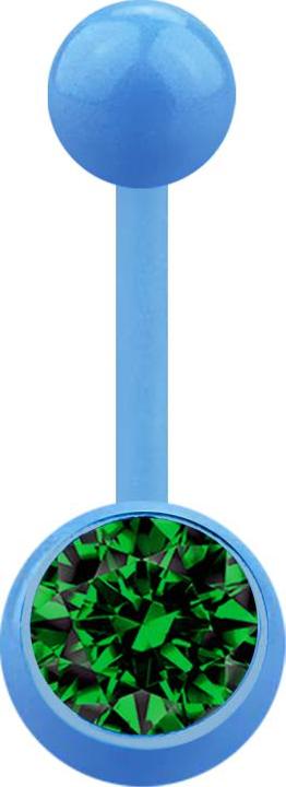 Image du produit Star Piercing Banane bleu clair avec boule et boule de cristal vert (Acrylique, sans laiton)