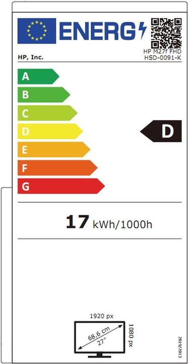 Energie-Label HP M27f (1920 x 1080 Pixel, 27")