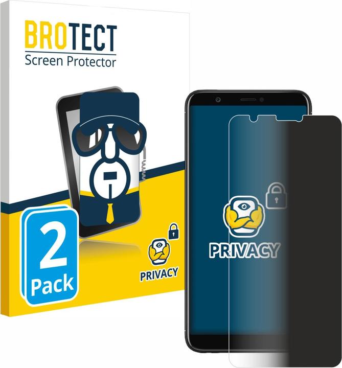 Productafbeelding BROTECT Anti-spionnetje privacyfolie Beschermfolie tegen blauw licht (2 Stuk, Huawei P Smart (2018))