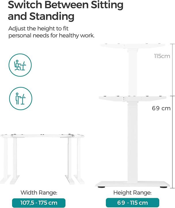 Actual product image Songmics Höhenverstellbares Schreibtischgestell