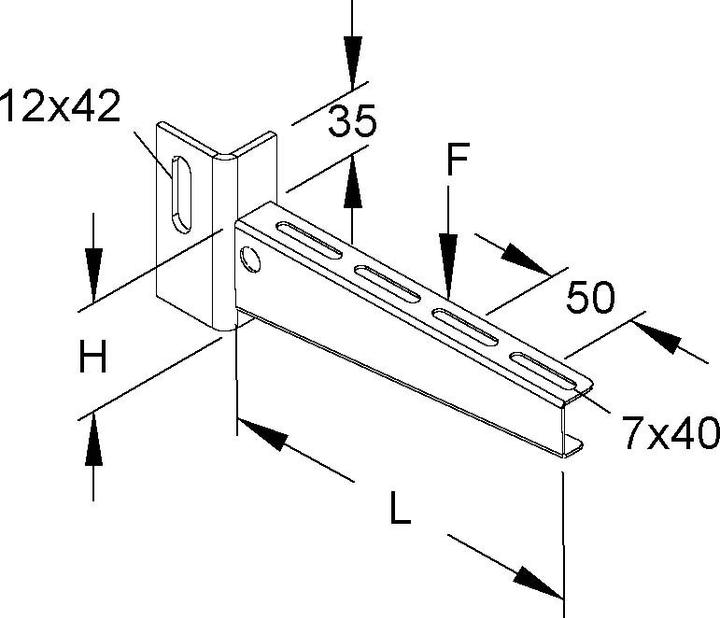 Actual product image Niedax NIE KTU300 outrigger standard 75x310mm 2,5 kN fire-retardant.