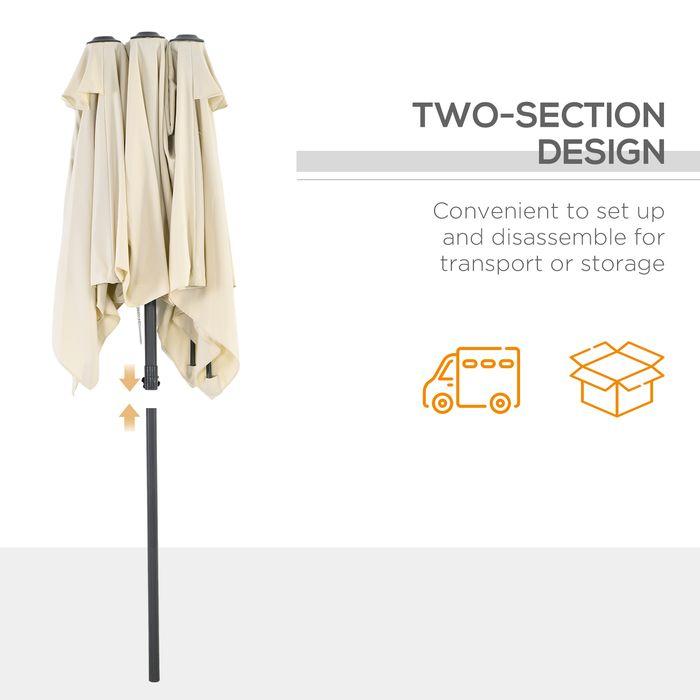 Produktbild Swisshandel24 Doppelsonnenschirm neigbar, Polyester, Creme 150 x 295cm (2.95 m)