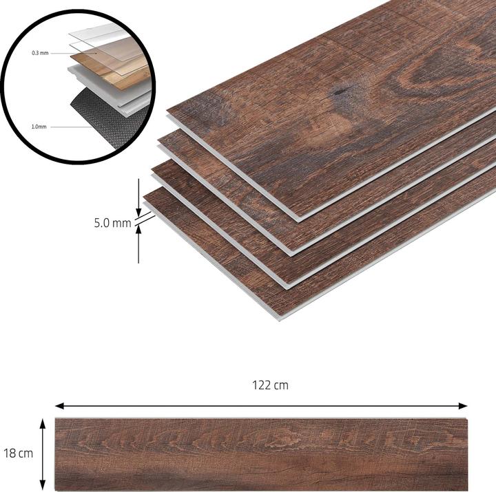 Immagine prodotto neu.holz SPC Klickboden Okapirg 40 Dekordielen 8,784 m² Rustical Oak () (Pavimento vinile, 8.78 m²)
