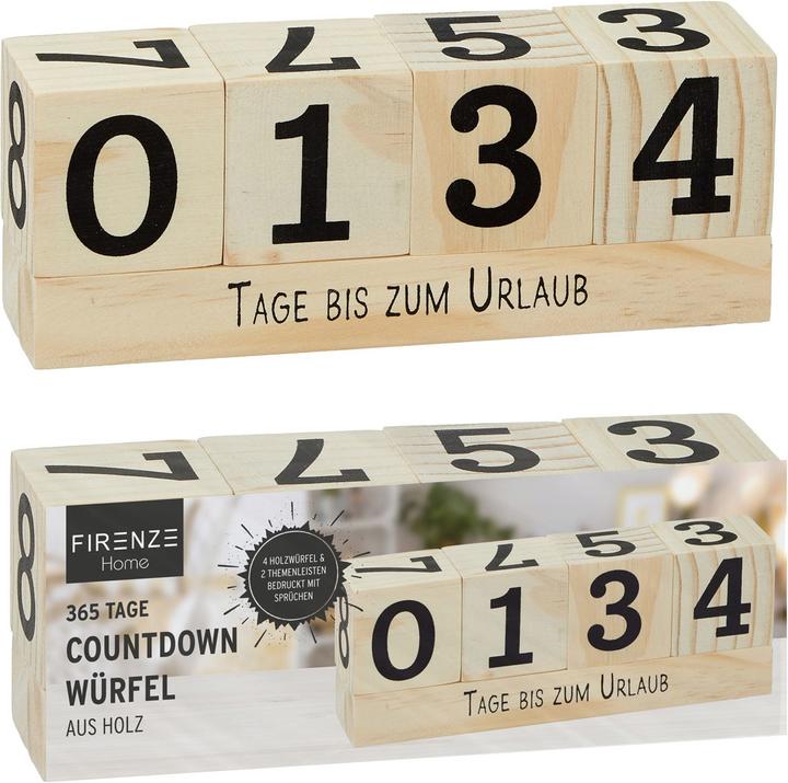 Produktbild Natura Punto Holzwürfel Countdown mit 2 Themenleisten