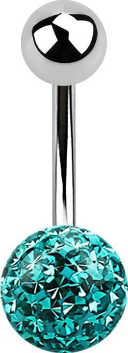 Actual product image Star Piercing Banana silver with ball and crystal ball turquoise epoxy protective coating (Surgical steel 316L)