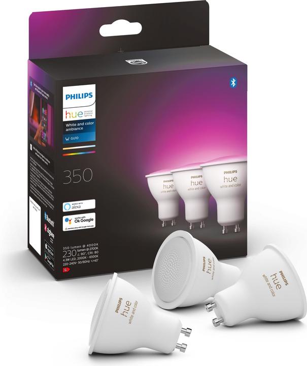 Produktbild Philips Hue White & Color Ambiance BT (GU10, 5.70 W, 230 lm, 3 x, G)