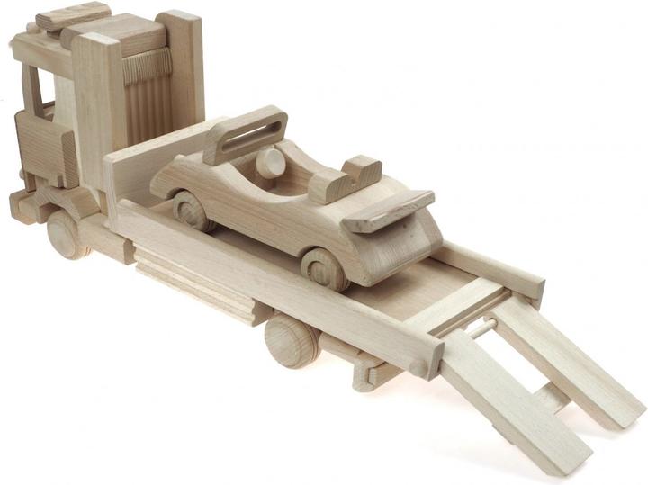 Produktbild Holzecke Autotransporter Gross aus Holz mit Holz-Auto