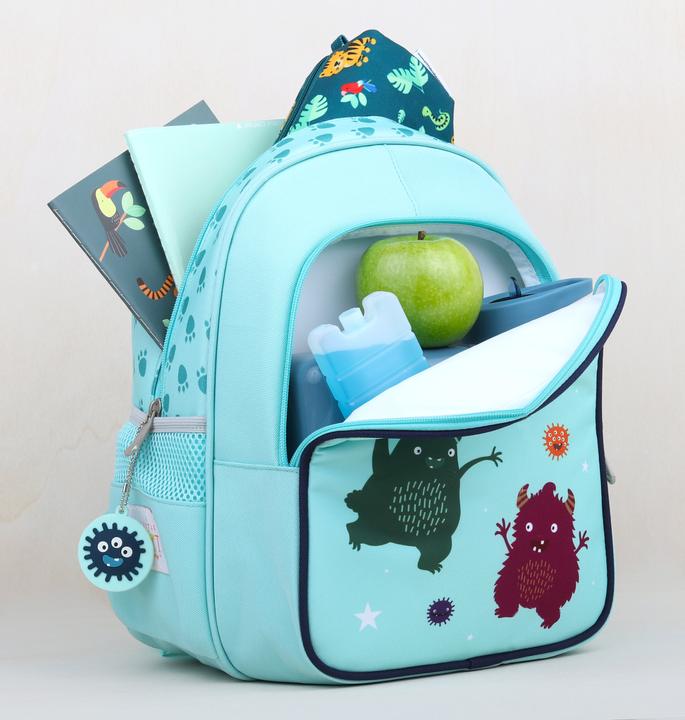 Image du produit A Little Lovely Company Sac à dos avec compartiment isotherme Monster BPMOBU36 bleu clair 27x32x19cm