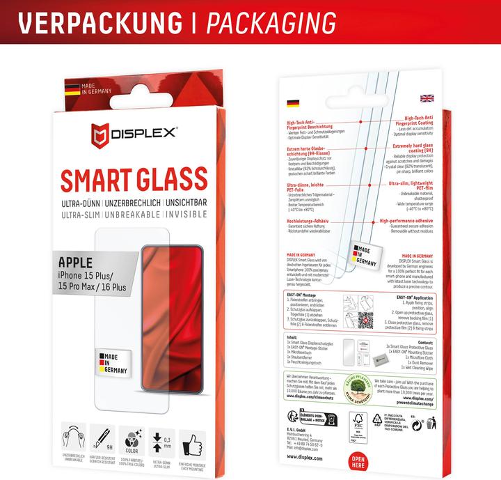 Productafbeelding Displex Smart Glass, Displayschutzfolie (1 Stuk, Apple iPhone 16 Plus)