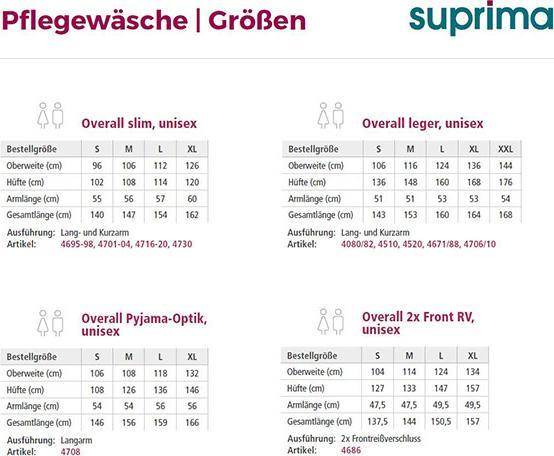 Produktbild Suprima Pflegebody Langarm L unisex mit teilbarem Reissverschluss am Bein weiss (L)