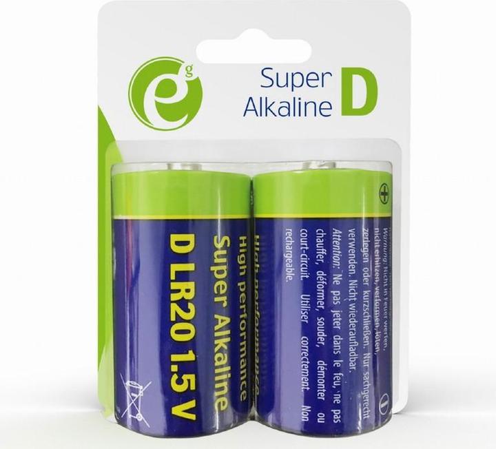 Image du produit Energenie Bateria alkaliczna Gembird LR20 (type D), 1.5V, 2 sztuki (2 pcs, D)