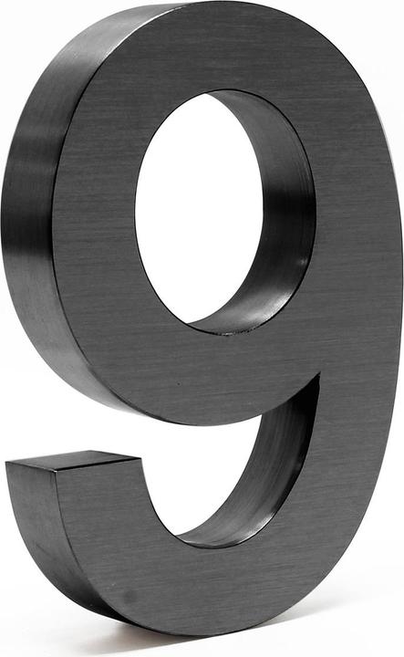Wiltec Plaque Numéro Maison "9" Arial Anthracite 3D 20cm Acier fin Résistant intempéries Matériel