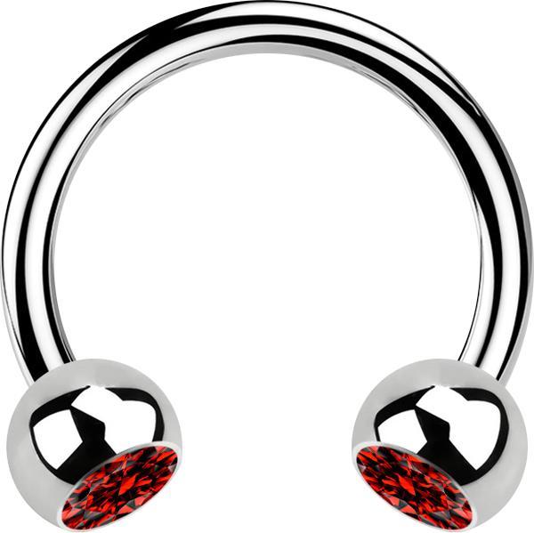 Produktbild Star Piercing Micro Circular Barbell silber mit zwei Kugeln Kristall rot (Chirurgenstahl 316L, ohne Messing)
