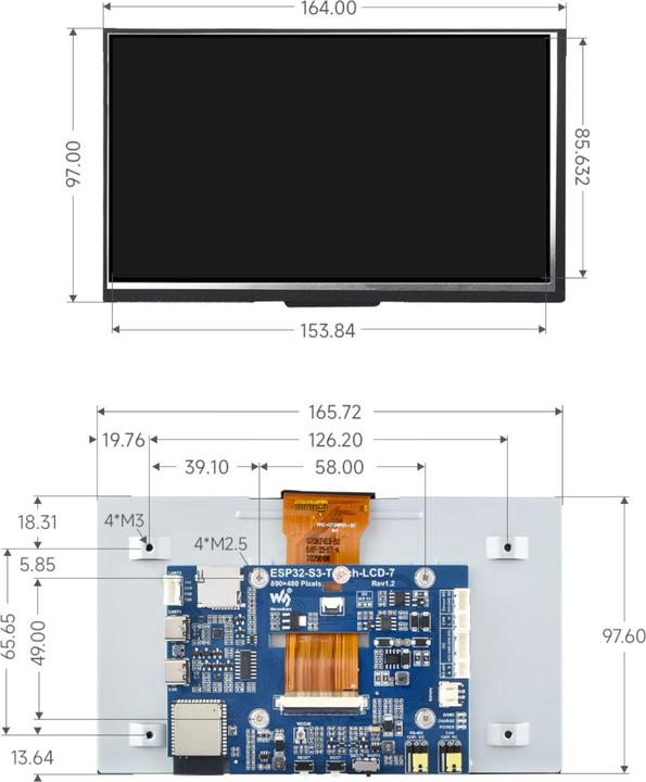 Produktbild WaveShare ESP32-S3 7inch LCD Display Development Board 800x480