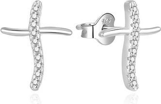 Image du produit Beneto Modern Silver Earrings with Zircons Crosses AGUP2000