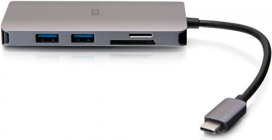 Image du produit C2G Mini station d'accueil USB-C® avec HDMI, 2x USB-A, Ethernet, lecteur de carte SD et USB-C Power (USB-C, 1 Ports)