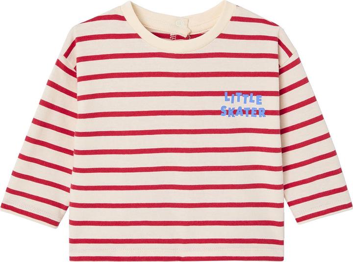 Vertbaudet Bio-Kollektion: Gestreiftes Baby Shirt mit Druckknöpfen hinten