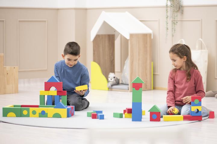 Actual product image Betzold Soft building blocks in bright colors, 68 parts
