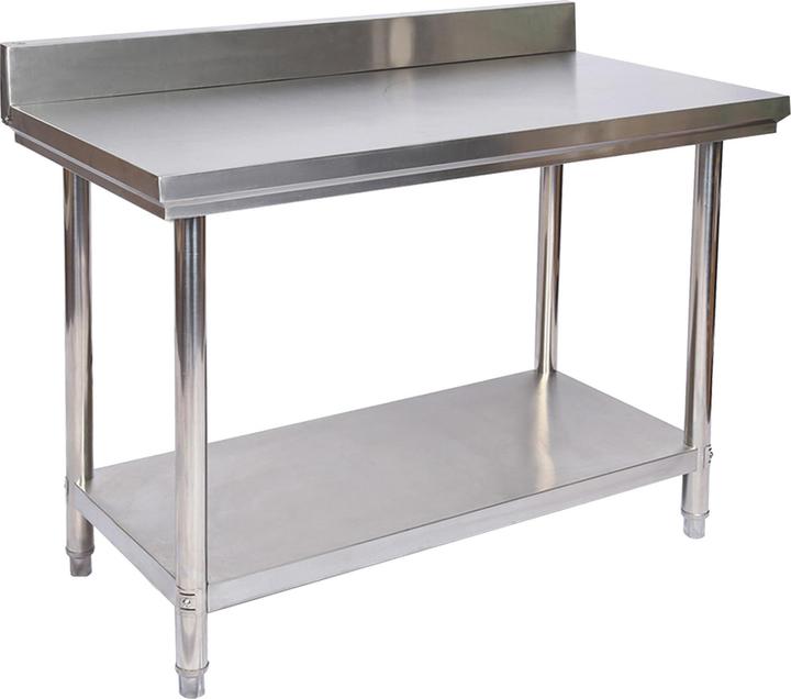 Wiltec Stainless steel worktable Gastro stainless steel table with upstand 120x60x85cm