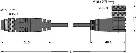Immagine prodotto Turck Cavo dell'attuatore e del sensore Cavo di collegamento BSM-BKWM19-E01-3/S90 (3 m)