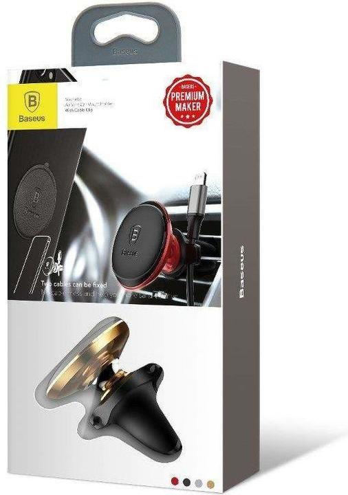 Actual product image Baseus Magnetic Air Vent Car Mount Holder with cable clip Gold