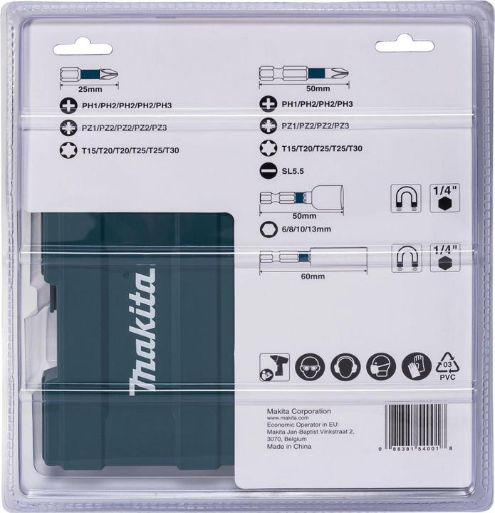 Actual product image Makita Bit set 35 pieces (Cross Phillips PH M2, Hexagon socket TX M20, Hexagon socket TX M25, Cross Phillips PH M1, Hexagon socket TX M15, Cross Pozidriv PZ M3, Hexagon socket TX M30, Cross Phillips PH M3, Cross Pozidriv PZ M2, Cross Pozidriv PZ M1)