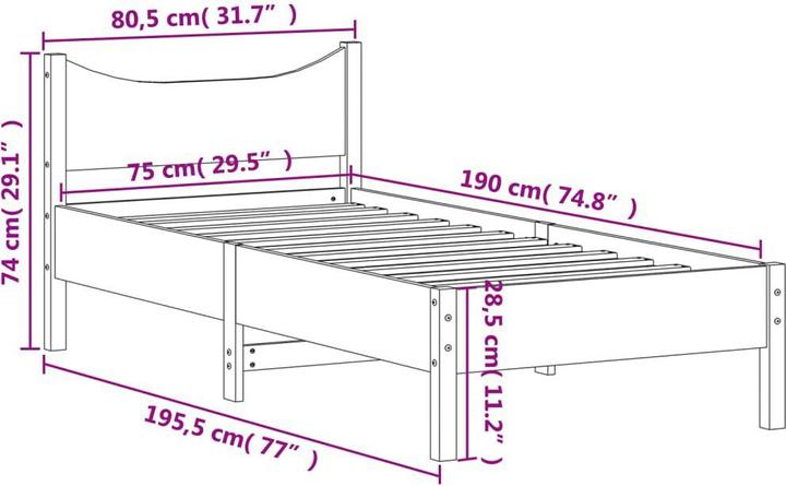 Produktbild VidaXL Bett Kiefer (75 x 190 cm)