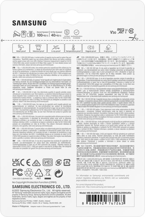 Produktbild Samsung PRO Endurance (256 GB, microSDXC, U3, UHS-I)