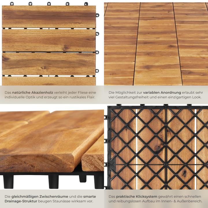 Produktbild tectake 20er Set Terrassenfliesen Tabula Akazienholz, je 4 Lamellen (20 x)