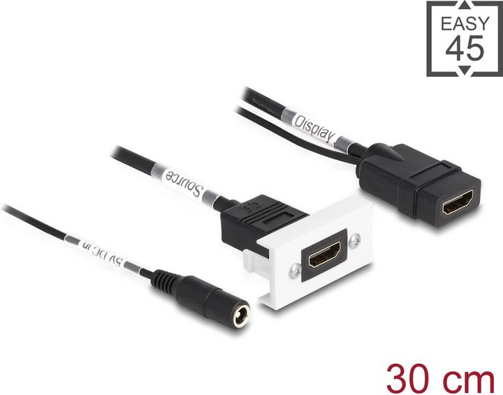 Image du produit Delock Adaptateur Easy45 4K60Hz HDMI-A - HDMI-A/prise d'alimentation (0.23 m, HDMI)