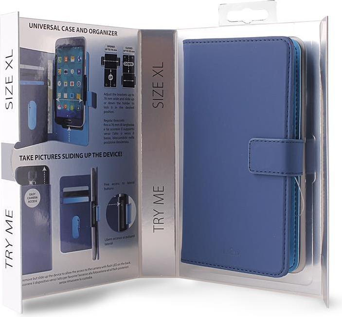 Actual product image Puro Universal Etuo for smartphones with 5.1-inch screen, blue (UNIWALLET3BLUEXL) (Universal)