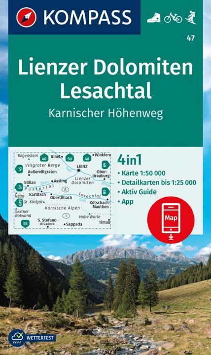 Actual product image Hiking Map 47 Lienz Dolomites, Lesach Valley, Carnic High Trail 1:50,000