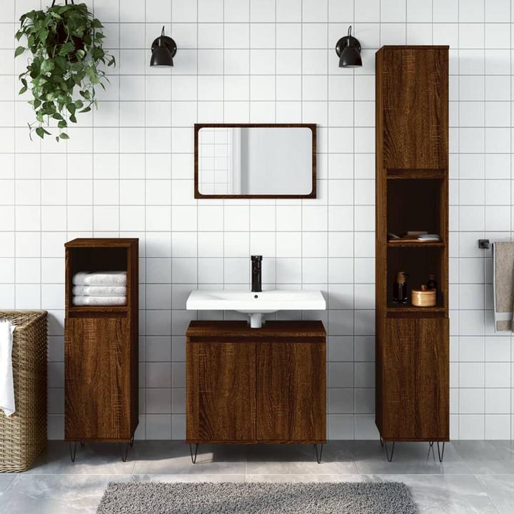 Produktbild VidaXL Badschrank Braun Eichen-Optik 58x33x60 cm Holzwerkstoff (58 x 33 x 60 cm)