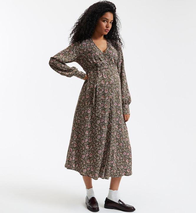 La Redoute Collections Umstands-Midikleid mit Blumenmuster