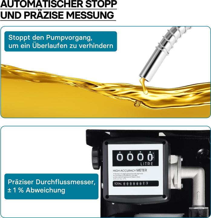 Produktbild Wiltec Heizöl- und Dieselpumpe 230V/550W 50l/min selbstansaugend Pumpe Pistole