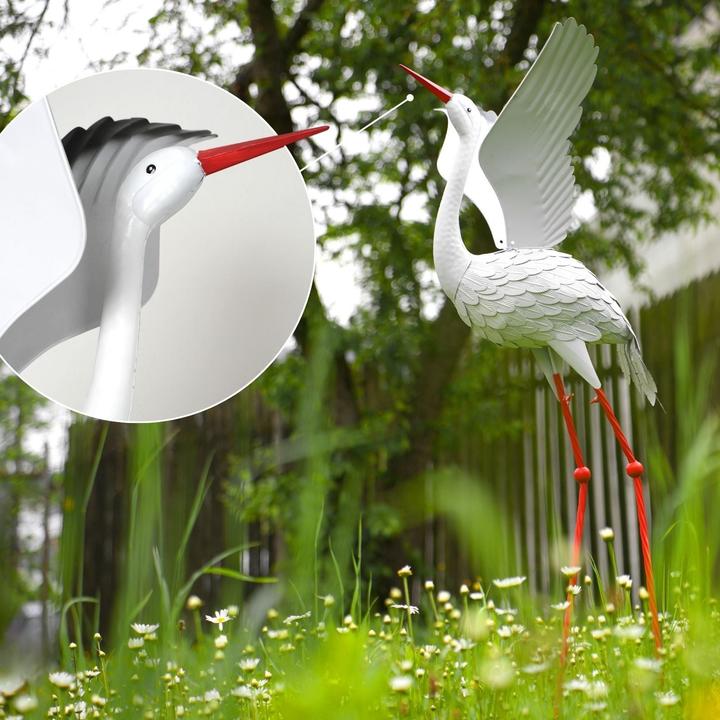 Image du produit Hermex Grue en métal Décoration de jardin Figure de jardin Sculpture de jardin