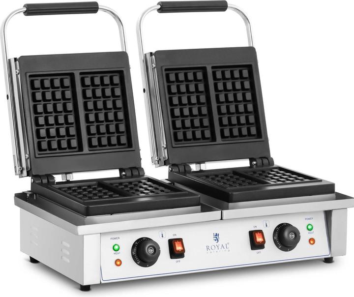 Produktbild Royal Catering Doppel-Waffeleisen belgisches Waffeleisen Waffelmaschine rechteckig 2 x 2.000 W