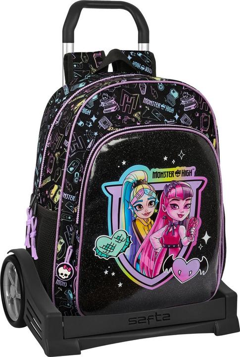 Produktbild Monster High Schulrucksack mit Rädern Schwarz 33 x 42 x 14 cm