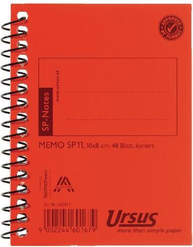 Immagine prodotto Ursus Blocco note a spirale laterale SP11 a scacchiera 10x8cm 48 fogli (Quadretti)