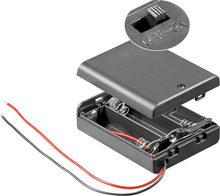 Produktbild AccuCell Batteriehalter für 3 Stück Mignon AA LR6 Batterien 4,5 Volt mit Kabel und Stecker