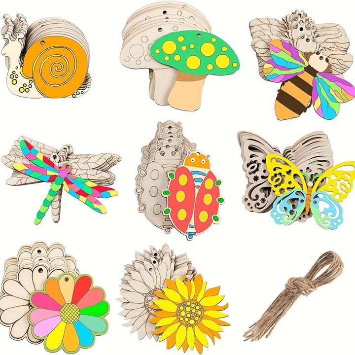 Produktbild Activity Board 32pcs hölzerne Ausschnitte Schmetterling Holzscheiben, Handwerk Kits, Holzausschnitte