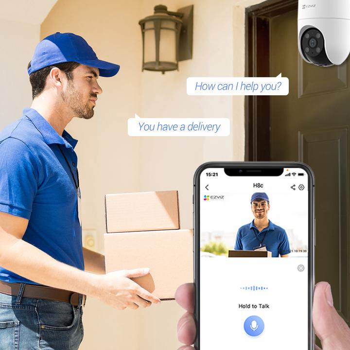 Actual product image EZVIZ Wireless Wi-Fi camera H8C, 1080p, DOME PT, F4 mm, controlled, IP65 (1920 x 1080 Pixels)