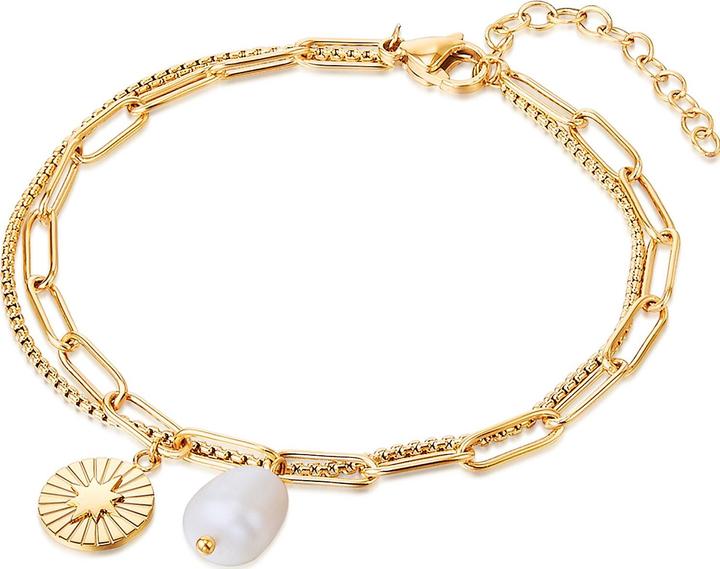 Immagine prodotto Valero Pearls Donna in acciaio inossidabile con perle d'acqua dolce coltivate in oro giallo 17,0 cm di lunghezza (17 cm, Acciaio inossidabile)
